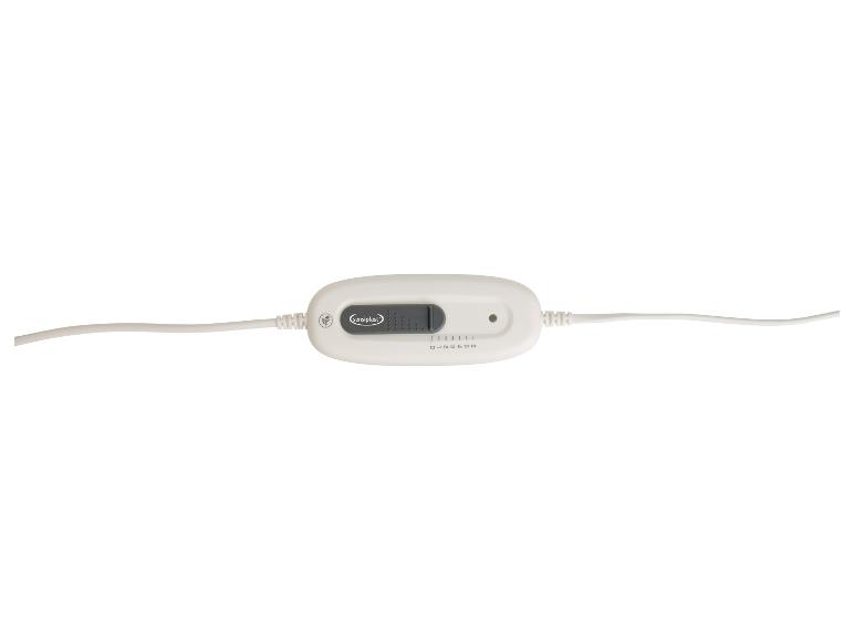 Witte controller met een schuifschakelaar en cijfers van 0 tot 6, verbonden met een kabel.