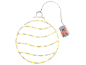 Lichtgevende kerstbaldecoratie met LED-lampjes en batterijhouder.