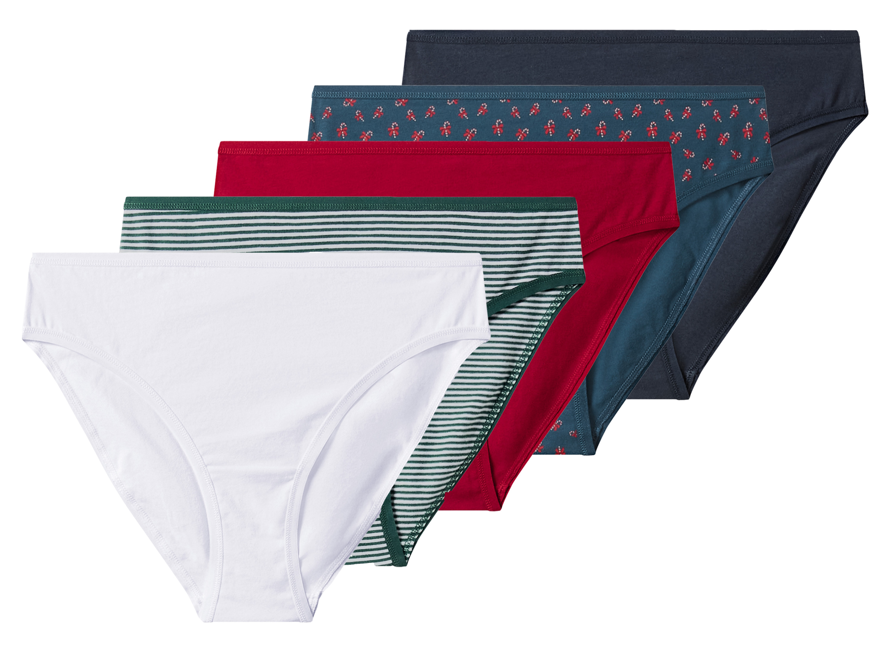 esmara Set van 5 dames kerstonderbroeken (blauw/rood/groen/wit, M (40/42))