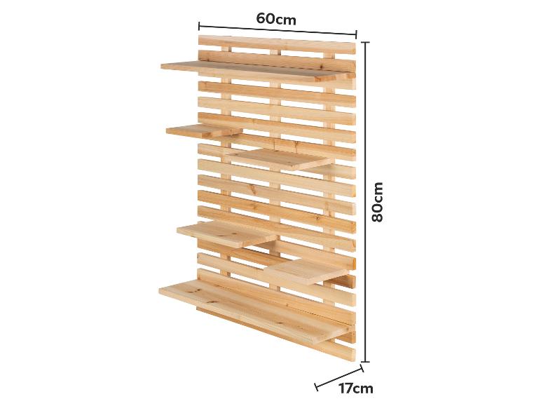 Houten wandrek met planken, 60x80x17cm