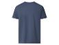 Donkerblauw basic T-shirt met korte mouwen, achteraanzicht.
