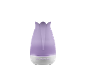 Paarse tulpvormige aromadiffuser met bedieningsknoppen voor licht en nevel.