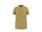 Kaki herenpoloshirt met korte mouwen en kraag met witte strepen.