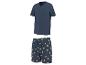 Herenpyjama met marineblauw V-hals T-shirt en shorts met citroenprint.