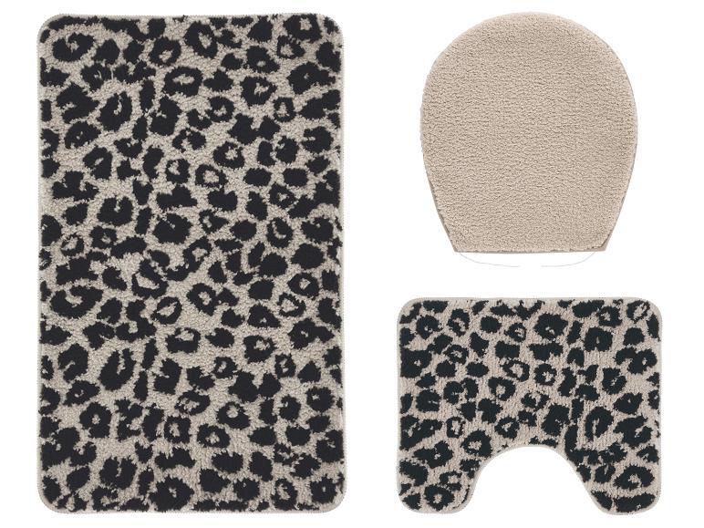 Leopardprint badmatset met toiletbrilhoes en contourmat