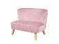 Roze fluwelen accentstoel met houten poten