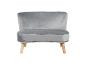 Grijze fluwelen fauteuil met lichte houten poten