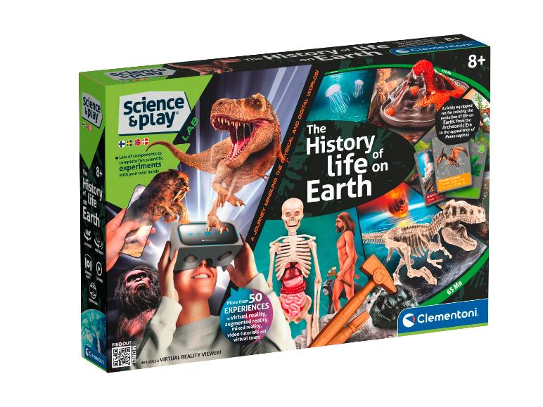 Clementoni wetenschapsspel 'De geschiedenis van het leven op aarde' met virtual en augmented reality.