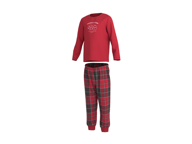 Rode pyjamaset met lange mouwen, geruite broek en 'Cookie Time'-afbeelding.