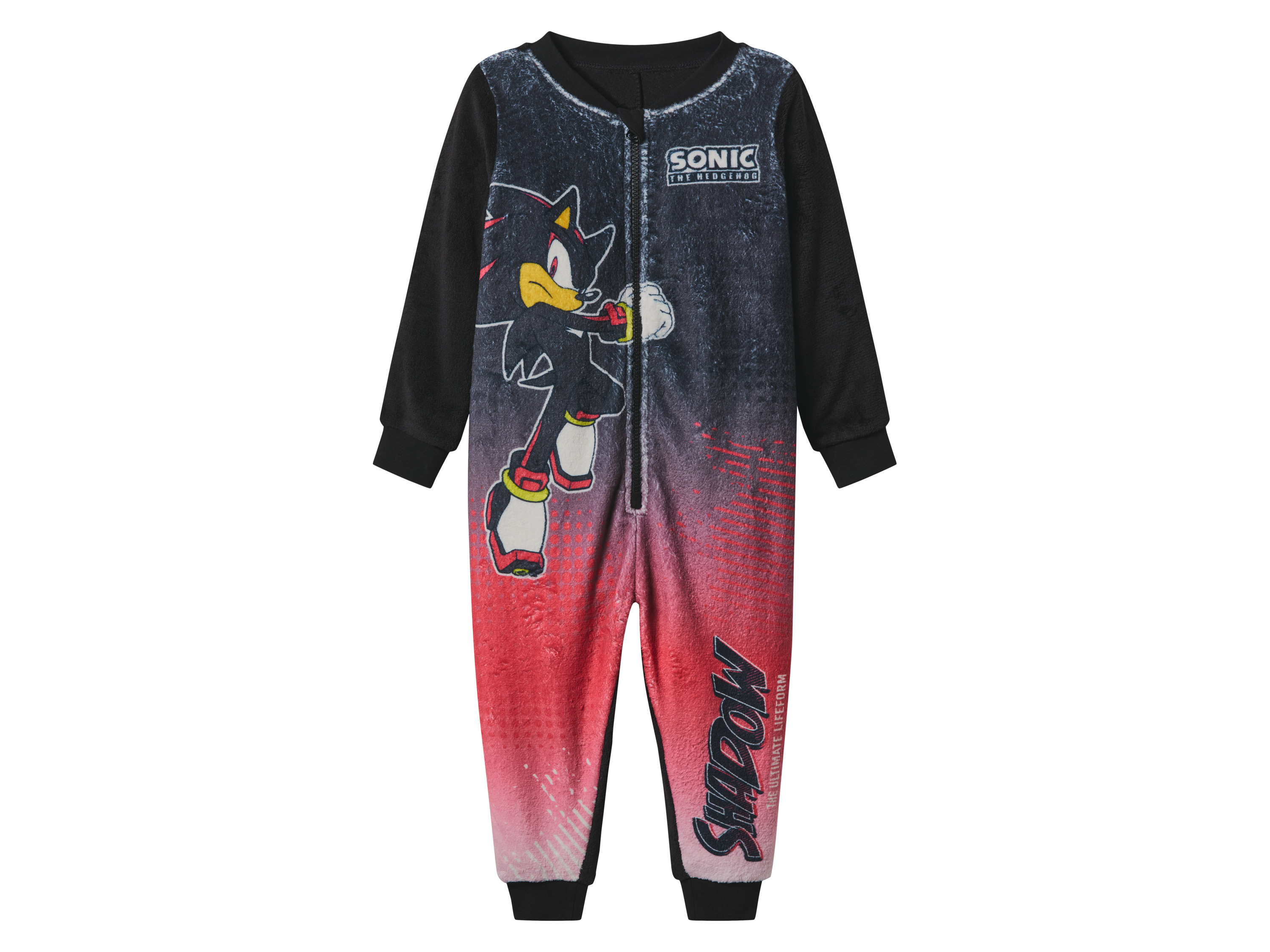 Kinder onesie Sonic (Zwart/rood, 110/116)