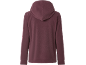 Bordeauxrode fleece hoodie voor dames, achteraanzicht.