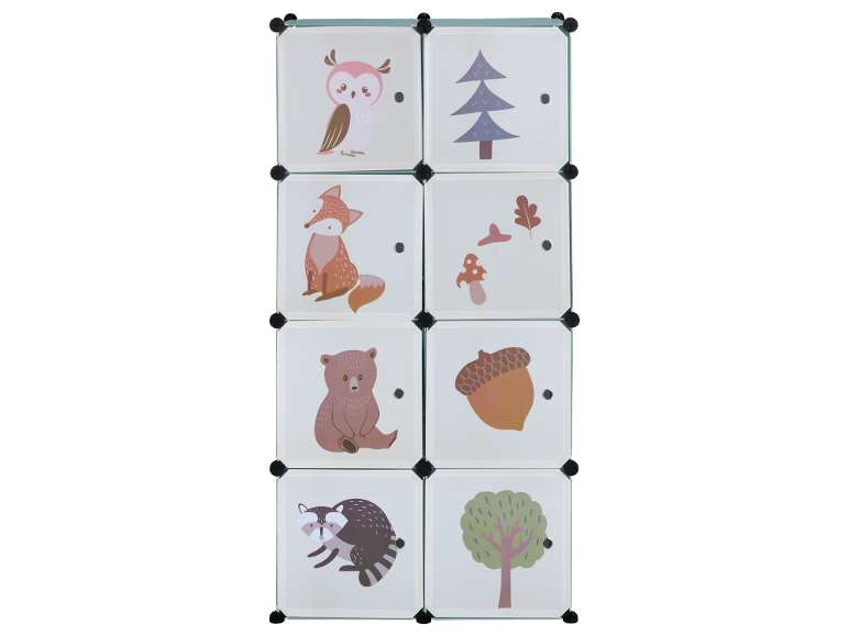 Kinderopbergrek met bosdieren en natuurontwerpen.