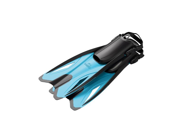 Cressi duikvinnen, blauw en zwart.