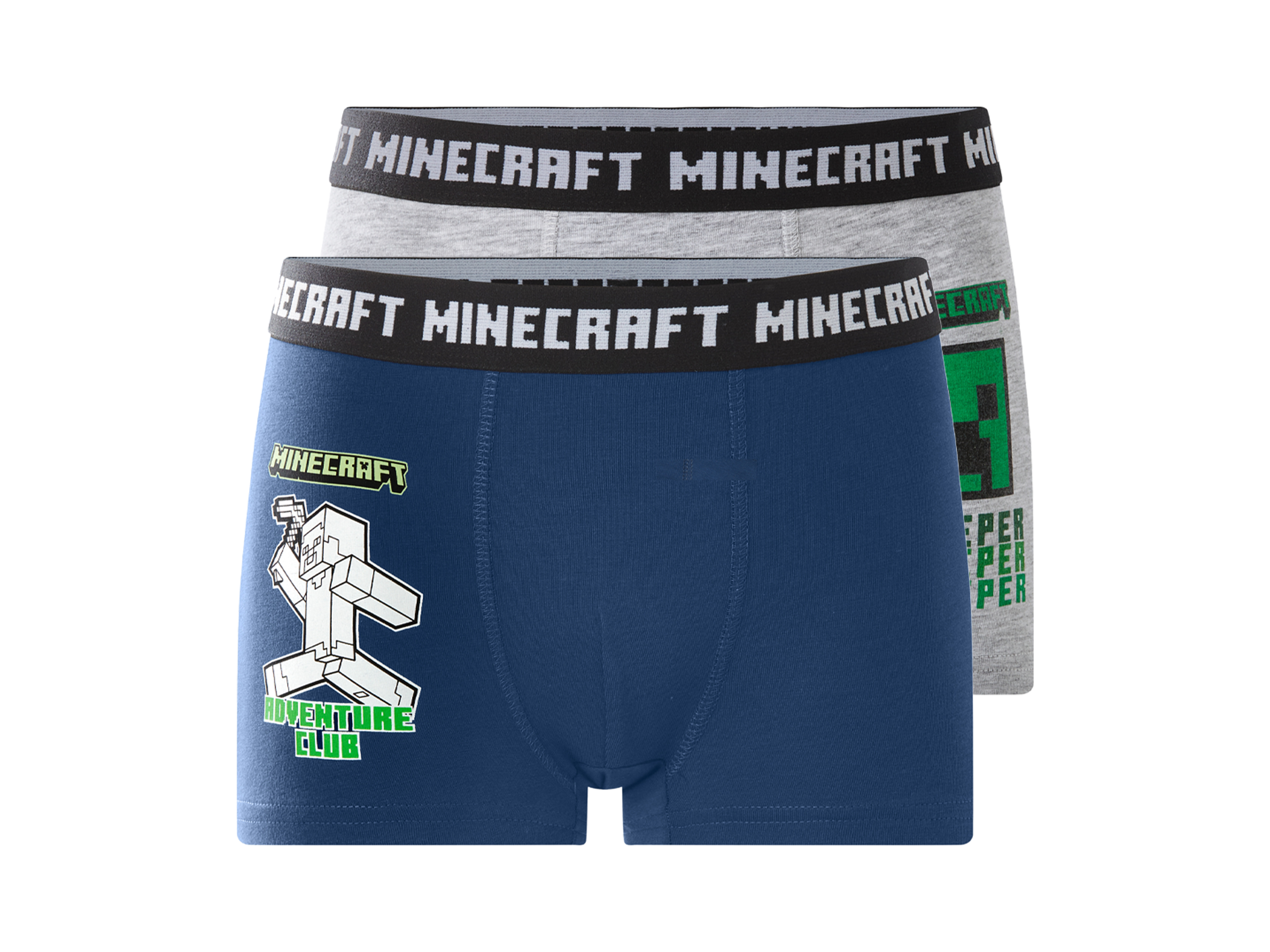 Boxershorts voor jongens, 2 stuks Minecraft. (Donkerblauw/grijs, 122/128)