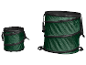 Twee opvouwbare donkergroene textielbakken voor de tuin.