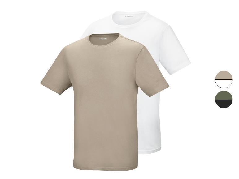 Tweepack T-shirts met korte mouwen, één beige en één wit, met extra kleuropties.