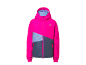 Roze en grijze kinder ski-jas met capuchon.