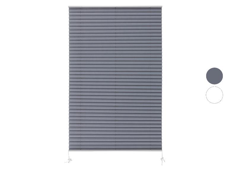 Grijze plisségordijnen met kleurkeuze.