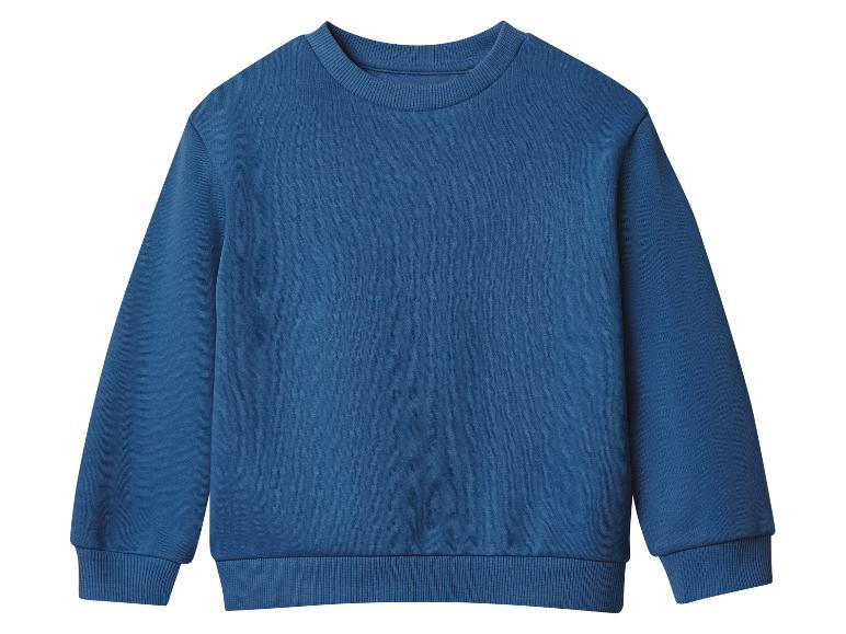 Eenvoudige blauwe sweater met lange mouwen en ronde hals
