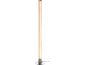 Kolom vloerlamp met gouden glitters, chromen voet en zwarte kabel.
