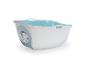 Witte en blauwe kattenbak met de tekst 'Cat Toilet Smart Cat'.