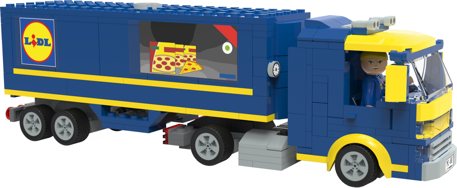 LUPILU Clippys Set M: Polizeitruck / Brandweer ladderwagen / Onderzoekshelikopter / Takelwagen / Vrachtwagen (Lidl vrachtwagen)
