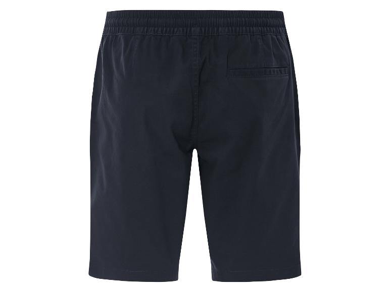 Donkerblauwe chino shorts met elastische tailleband.