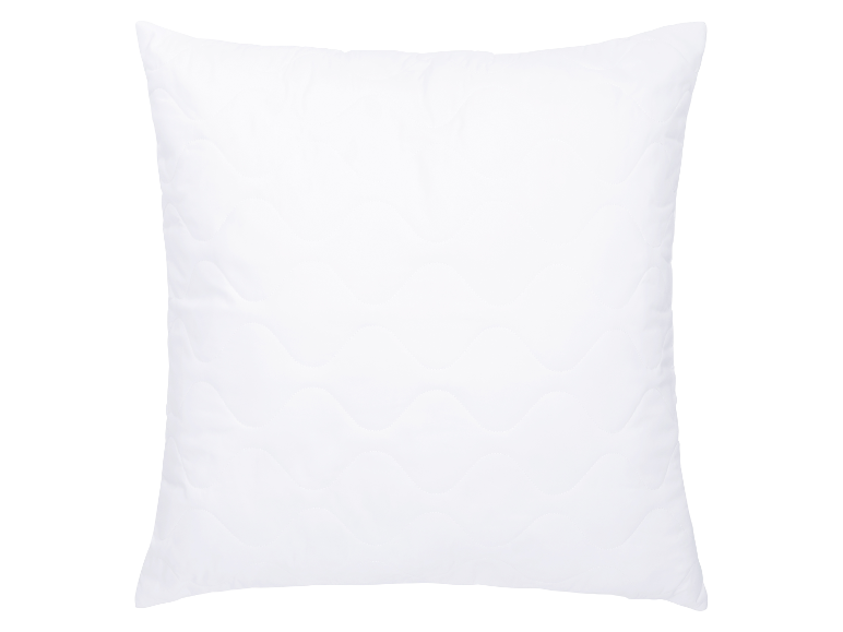 Een wit, gewatteerd kussen.