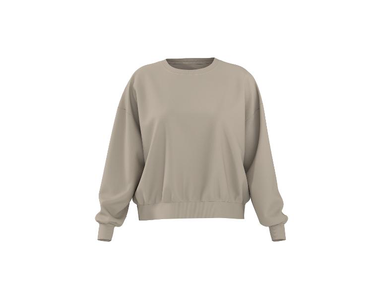 Effen beige sweatshirt met lange mouwen en ronde hals.