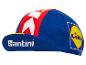 Santini fietspet, blauw en rood met Lidl logo.