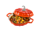 Pompoenvormige braadpan met herfststoofpot