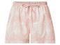 Dames pyjamashort met roze palmbladprint en trekkoord in de taille.