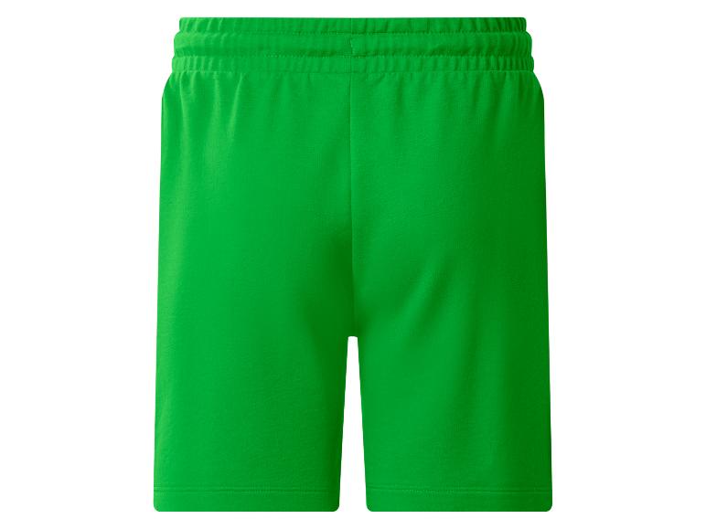 Groene korte broek met elastische tailleband.