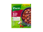 Kruidenmix voor Hongaarse goulash met afbeelding van vlees en groenten, met vermelding van nieuwe, betere samenstelling.
