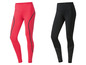 Twee paar sportleggings, een rood met zwarte details en een zwart met zilveren details.