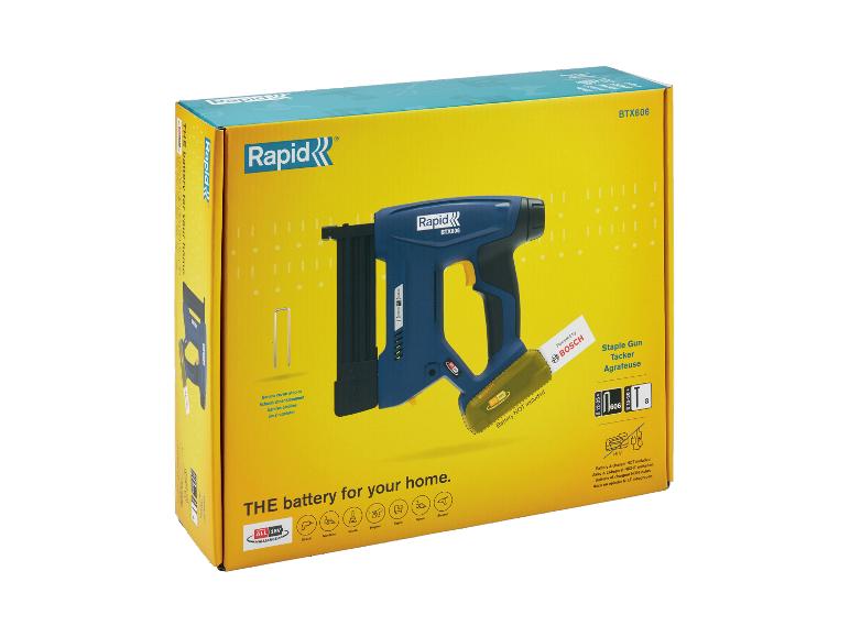 LIVARNO® 18V accutacker »BTX606« in verpakking, met de tekst 'THE battery for your home'.