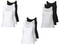 Drie witte, drie zwarte en drie grijze tanktops.