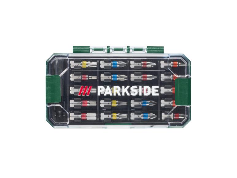 PARKSIDE® bitset met diverse bits in een transparante doos.