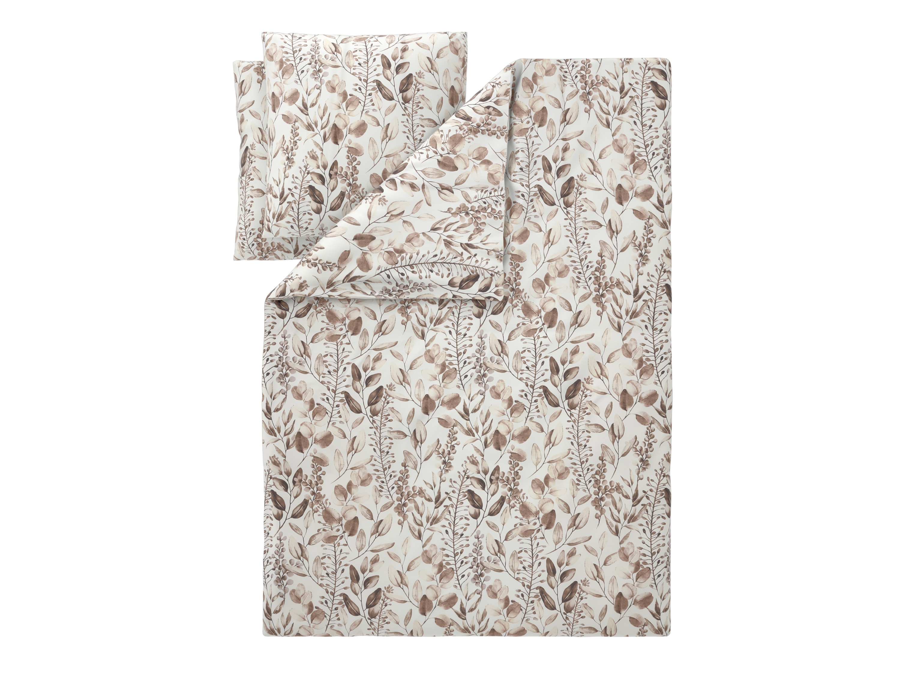 LIVARNO Polyester satijn dekbedovertrek 240 x 220 cm, lits-jumeaux (Bladeren)
