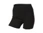 Zwarte sportshort met hoge taille en zichtbare naden.