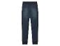 Donkerblauwe jeans met elastische tailleband.