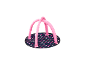 Ronde speelmat met sterrenpatroon en roze bogen voor poppen.
