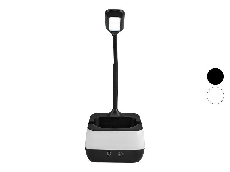 LED bureaulamp met organizerbasis en witte en zwarte kleuropties.