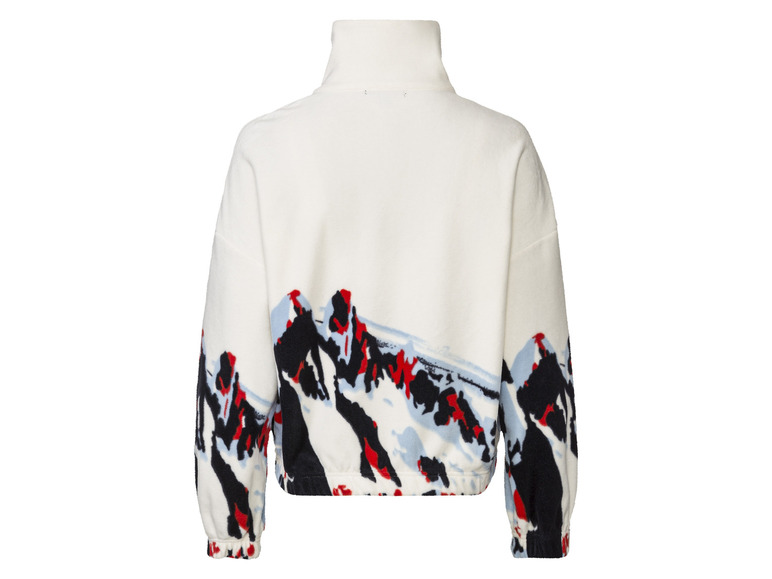 Witte fleece trui met bergprint