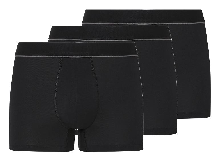 Drie zwarte herenboxershorts met grijze tailleband