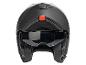 Zwarte open motorhelm met zonnevizier