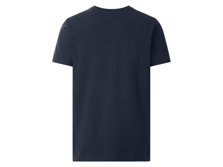 Donkerblauw T-shirt met ronde hals, achterkant.