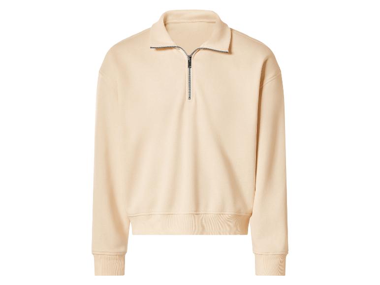 Beige sweatshirt met ritskraag