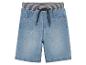 Kinderen blauwe jeans shorts, elastische tailleband met strepen.