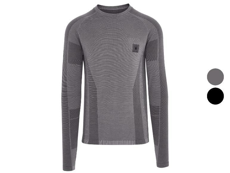 Grijs Spyder shirt met lange mouwen, getextureerde panelen en kleuropties.